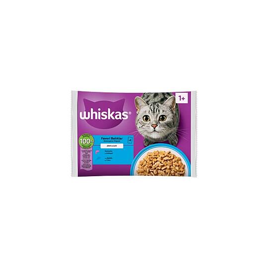 Whiskas Jöle içinde Ton Balıklı ve Somonlu Pouch Favori Balıklar 4x85 gr